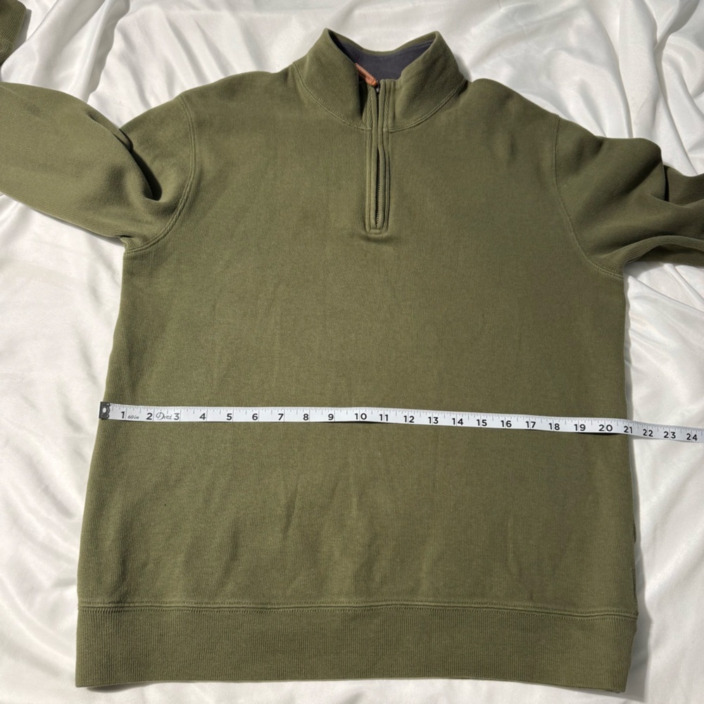 Land’s End 1/4 Zip Sweater | 100% Cotton | Size M/T (38–40) | Olive Green - Picture 7 of 9
